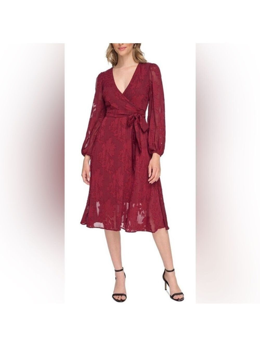 Kensie Burgundy dress - size 10 - nwt - chiffon fit & flare (holiday vibes!)